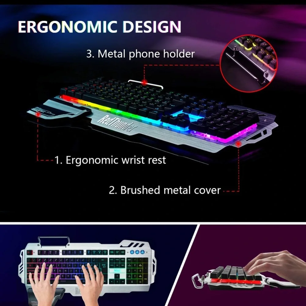 RGB Backlit Gaming Keyboard - Silver/Black